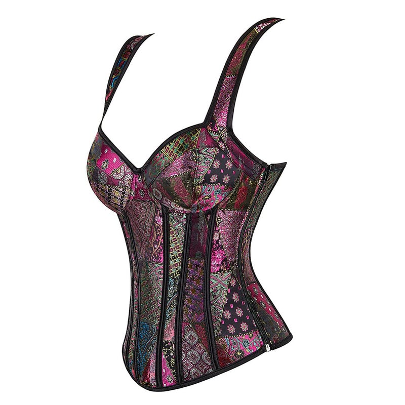 Kranchungel Renaissance Corset Top for Women: Corset with Straps Bustier Themed Parties Costumes for Historical Reenactors Large Purple - Image 2