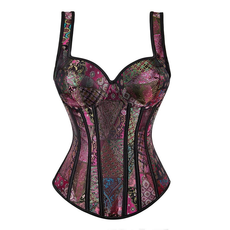 Kranchungel Renaissance Corset Top for Women: Corset with Straps Bustier Themed Parties Costumes for Historical Reenactors Large Purple - Image 1
