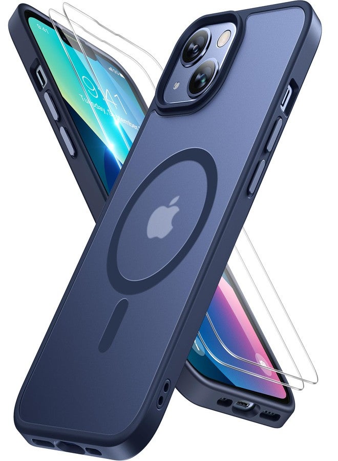 ميراكيس جراب Miracase المغناطيسي لهاتف iPhone 13 [متوافق مع MagSafe] [مع واقيين للشاشة] حماية فائقة، مقاوم لبصمات الأصابع، تصميم نحيف، لون أزرق داكن - Image 1