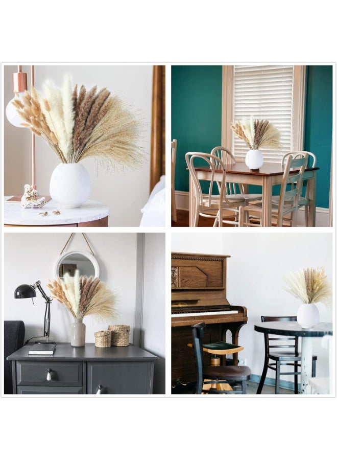 YelaJoy Dried Pampas Grass Decor, 100 PCS Pampas Grass Contains Bunny Tails Dried Flowers, Reed Grass Bouquet for Wedding Boho Flowers Home Table Decor, Rustic Farmhouse Party (White and Brown) - Image 4