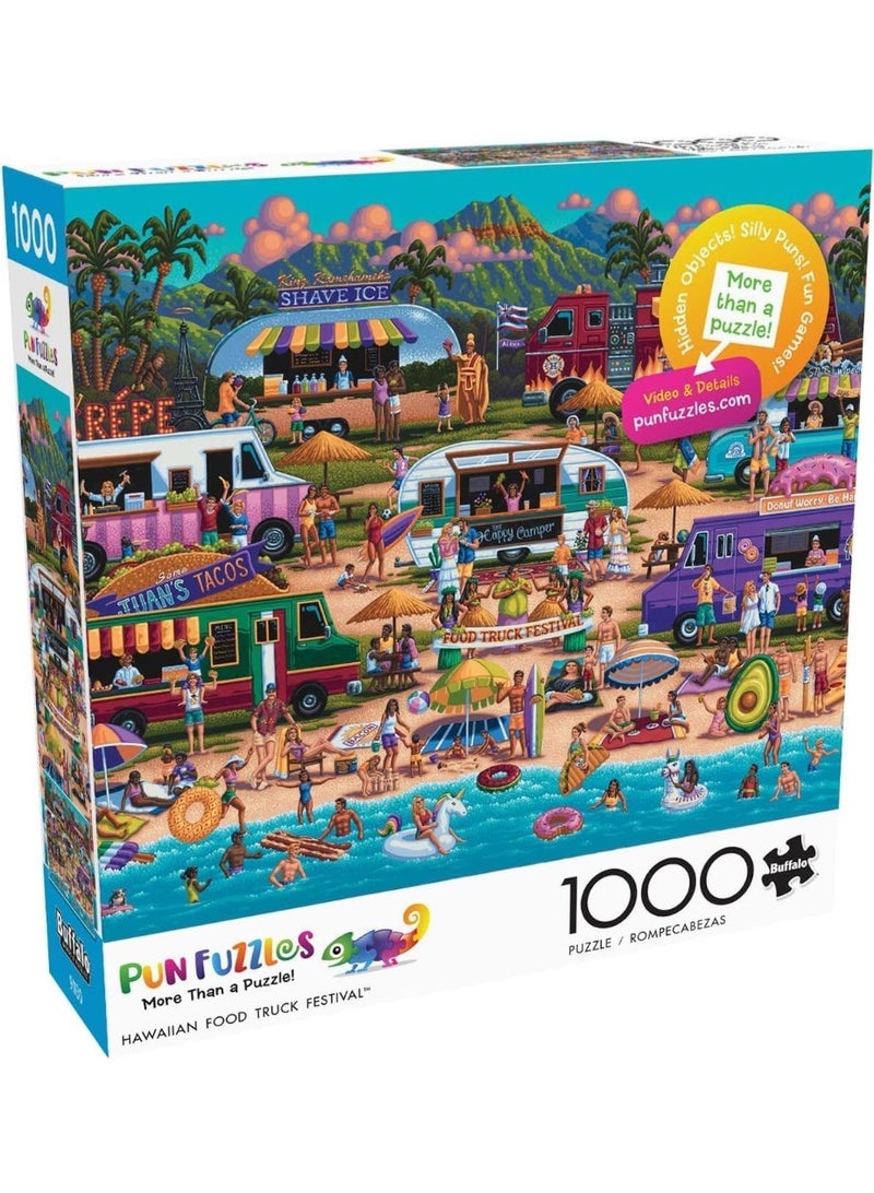 Buffalo Games - Pun Fuzzles - Hawaiian Food Truck Festival - 1000 Piece Jigsaw Puzzle