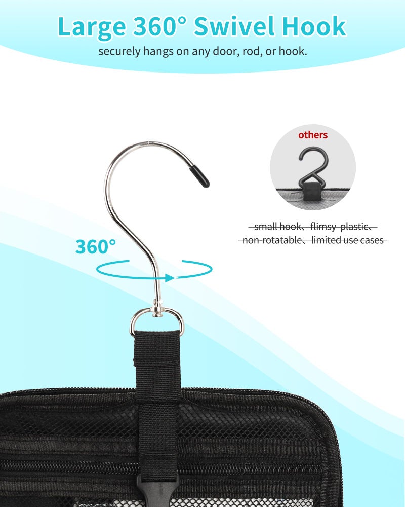 CUBETASTIC Hanging Shower Caddy Portable Bag - Quick Dry Shower Tote for Dorm College Essentials, Water-Resistant Travel Toiletry Bag with Separate Compartment & Multiple Pockets (Black, M) - Image 5