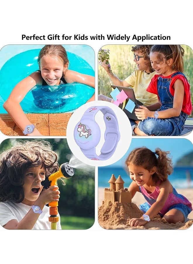 واي جيه سوار بطاقة الهواء للأطفال، كرتوني لطيف مقاوم للماء حامل بطاقة الهواء للأطفال ذوي السيليكون الناعم تغطية كاملة ملحقات سوار البطاقة الهوائية المخفية المضادة للفقد للأطفال (أرجواني) - Image 5