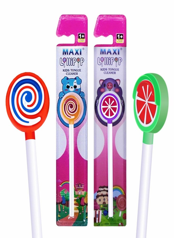 MAXI Extra Soft Lollipop Tongue Cleaner for Babies & Toddlers (6+ Months) | Safe BPA Free Oral Cleaner for Milk Deposits & Fresh Breath | Multicolor Pack of 4 (Value Pack) - Image 1