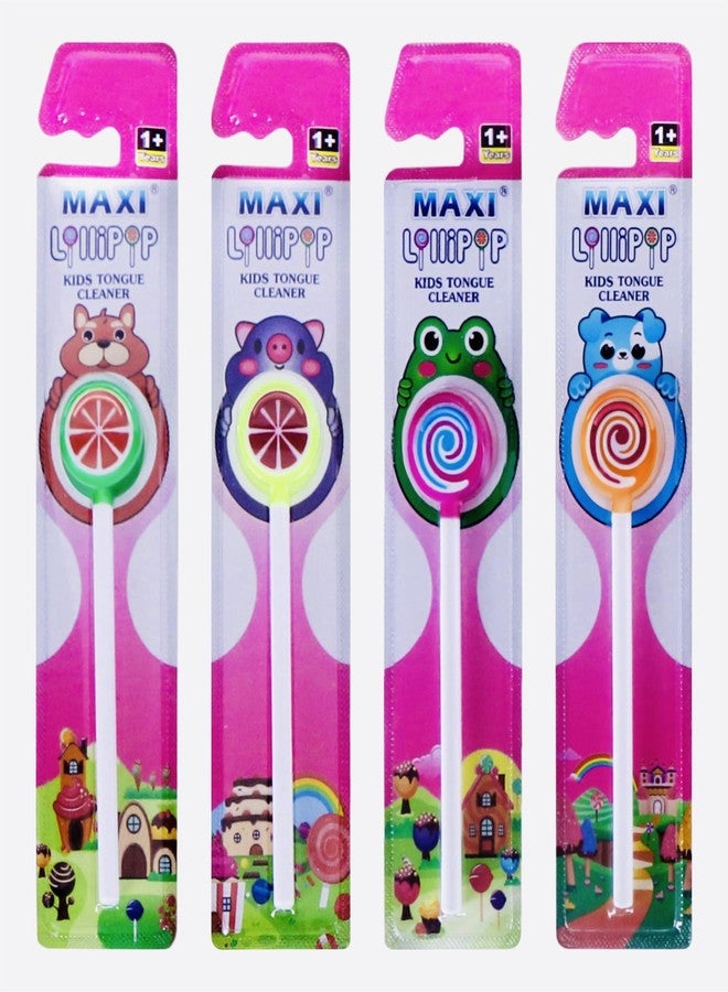 MAXI Extra Soft Lollipop Tongue Cleaner for Babies & Toddlers (6+ Months) | Safe BPA Free Oral Cleaner for Milk Deposits & Fresh Breath | Multicolor Pack of 4 (Value Pack) - Image 3