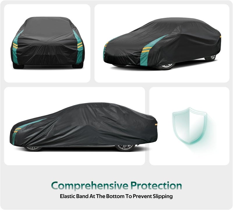 Molebt Full Exterior Covers Waterproof All Weather for Sedan & Coupe, Universal Fit for Dodge Charger, Cadillac CTS, BMW 740 750 Rain Winter Sun Protection. (Length: 194"-208") - Image 4