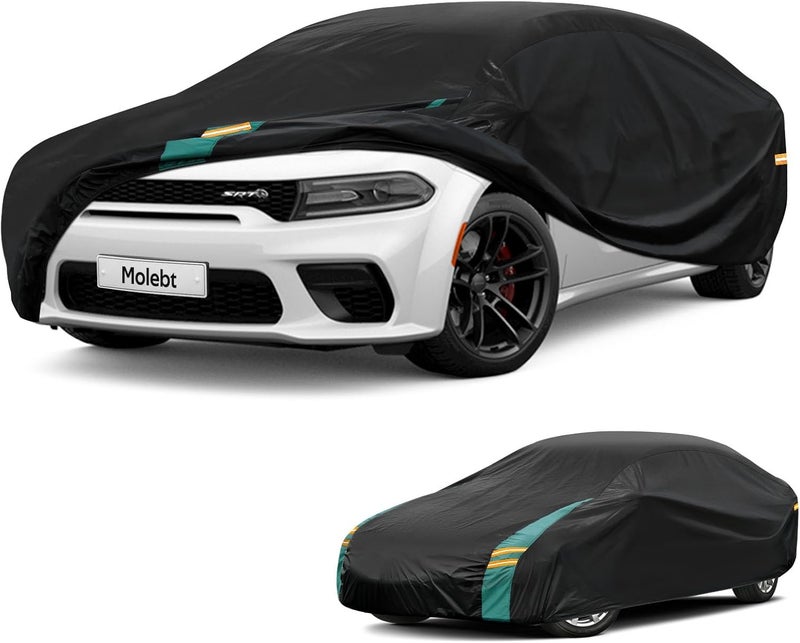 Molebt Full Exterior Covers Waterproof All Weather for Sedan & Coupe, Universal Fit for Dodge Charger, Cadillac CTS, BMW 740 750 Rain Winter Sun Protection. (Length: 194"-208") - Image 1