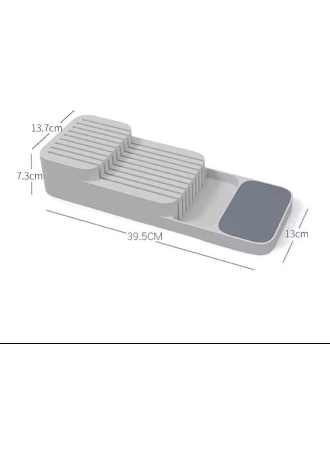 Generic Generic Modern Plastic Knife Organizer Drawer Organizer Holder Grey  - Image 3