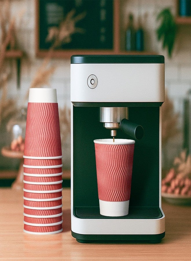MATICAN Paper Coffee Cups, 100-Pack 12-oz Insulated Corrugated Disposable Paper Cups, Ripple Wall Cups for Hot Beverage or Cold Drinks, Coral (No Lids) - Image 2