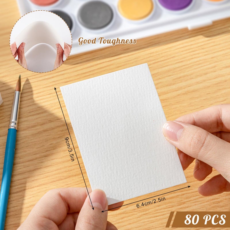 Prudiut 80 Sheets Watercolor Paper, 2.5 x 3.5 in, 110 Lb/230 GSM, Cold Press - Image 2