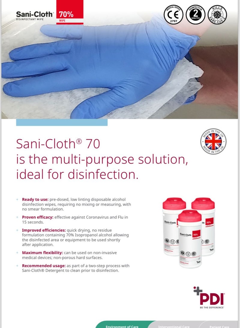 PDI 125 Pieces Alco 70% Anti Germs Disinfectant wipes - 2 piece - Image 3