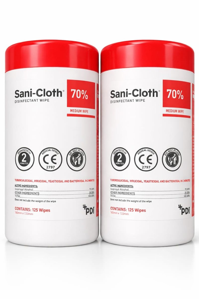 PDI 125 Pieces Alco 70% Anti Germs Disinfectant wipes - 2 piece - Image 1