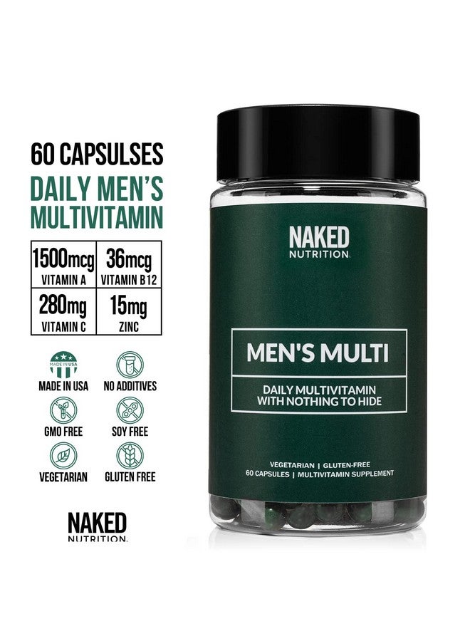 NAKED nutrition Men’s Multi - Daily Multivitamin for Men - A, C, E, Selenium, Zinc, Fruit and Super Green Extracts and More to Boost Immune Support - Gluten-Free and Vegetarian Daily Vitamins - 60 Capsules - Image 2