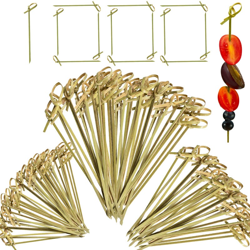 Potchen Potchen 1000 Pcs Bamboo Cocktail Picks 4 Inch 47 Inch 6 Inch Bamboo Skewers Cocktail Toothpicks for Appetizers Food Picks with Looped Knot 