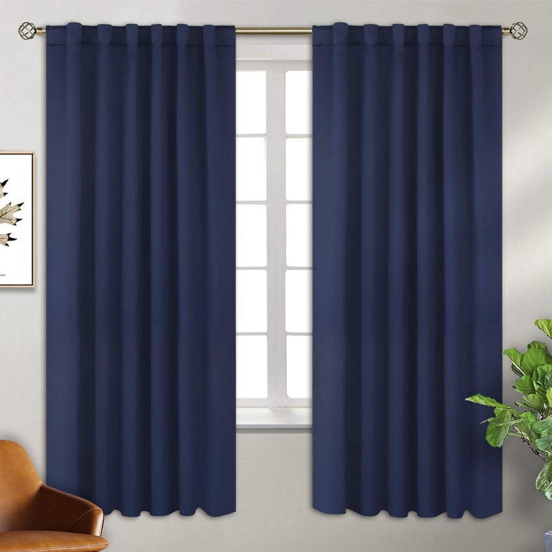 BGment 72 inch Length Blackout Curtains  Rod Pocket and Back Tab Thermal Curtains for BedroomLiving RoomKitchen Home Decor 2 Window Curtain Panels 52 x 72 Inch Navy Blue