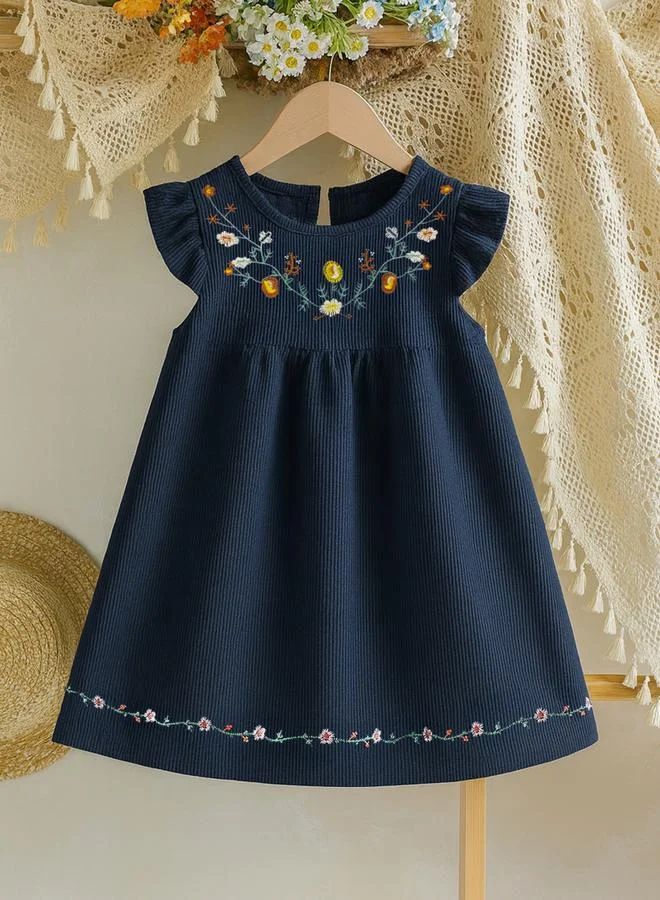 Take Two Girls Embroidered Ruffle Sleeve Dress