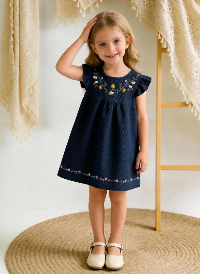 Take Two Girls Embroidered Ruffle Sleeve Dress