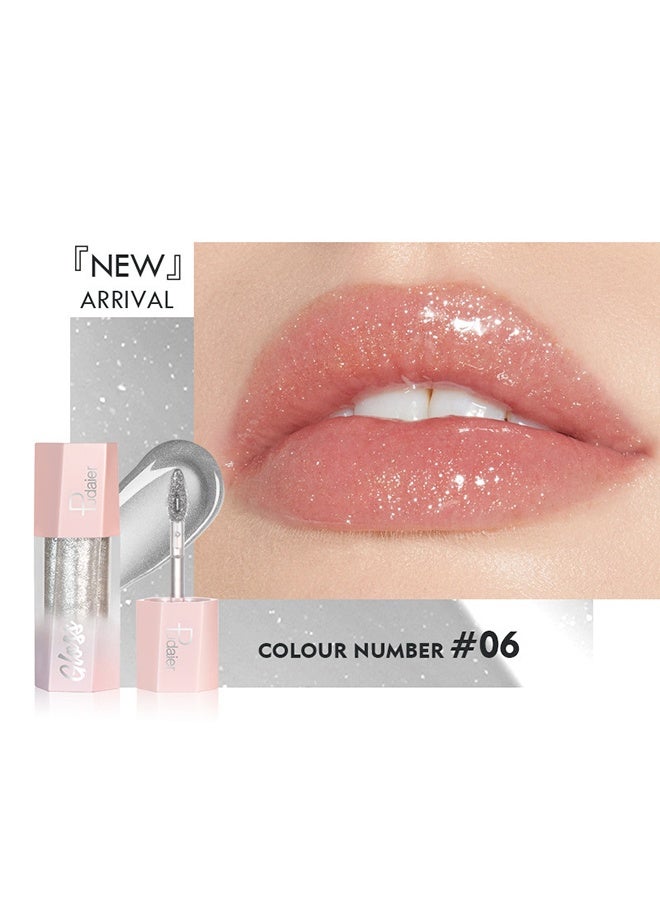 بوداير ملمع شفاه فائق اللمعان الماس ماتي زيت الشفاه ملمع بريق معدني سائل أحمر شفاه بريق لامع الشفاه الصقيل لامع لمسة نهائية عالية الصباغ ملمع الشفاه طويل الأمد صبغة مكياج #06 - Image 2