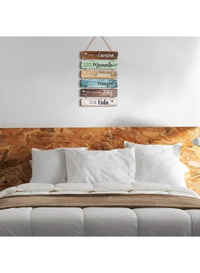 Classic Wooden Wall Art Plaque With Inspirational Quotes In Spanish Recycled Wood - Image 5