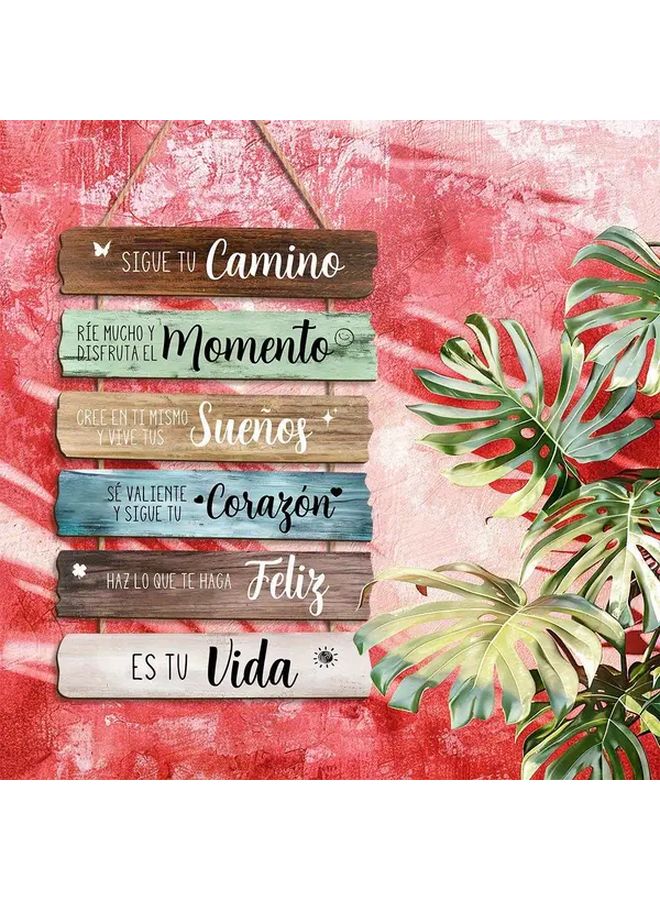 Classic Wooden Wall Art Plaque With Inspirational Quotes In Spanish Recycled Wood - Image 3