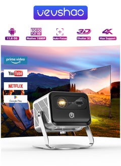 جهاز عرض ذكي V80، جهاز عرض DLP عالي الدقة 1920 * 1080 بكسل، نظام تشغيل Android TV 11.0 بدقة 4K، جهاز عرض بتركيز تلقائي TOF، مكبرات صوت مدمجة بقوة 20 وات