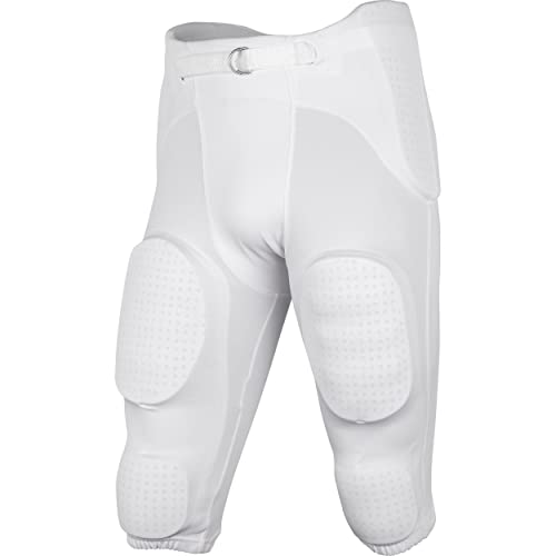 CHAMPRO Boys' Safety Integrated Football Practice Pant with Built-in Pads, White, Medium - Image 1