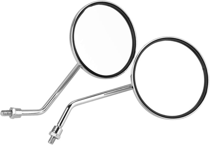 أنجريك Motorcycle Mirror, 1 Pair 8mm Right and Left Side Motorcycle Rear View Mirror Round Motorcycle Rearview Mirrors Universal for Mobility Scooter Mirrors Chrome 8mm Mirror - Image 2