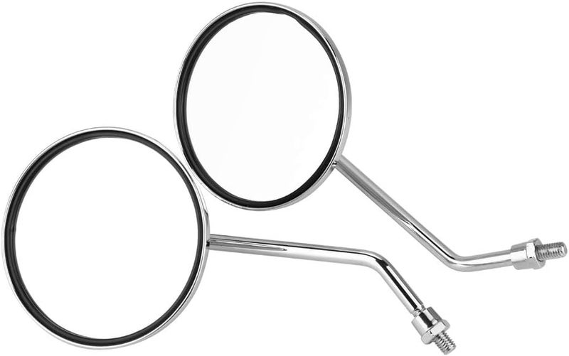 أنجريك Motorcycle Mirror, 1 Pair 8mm Right and Left Side Motorcycle Rear View Mirror Round Motorcycle Rearview Mirrors Universal for Mobility Scooter Mirrors Chrome 8mm Mirror - Image 3