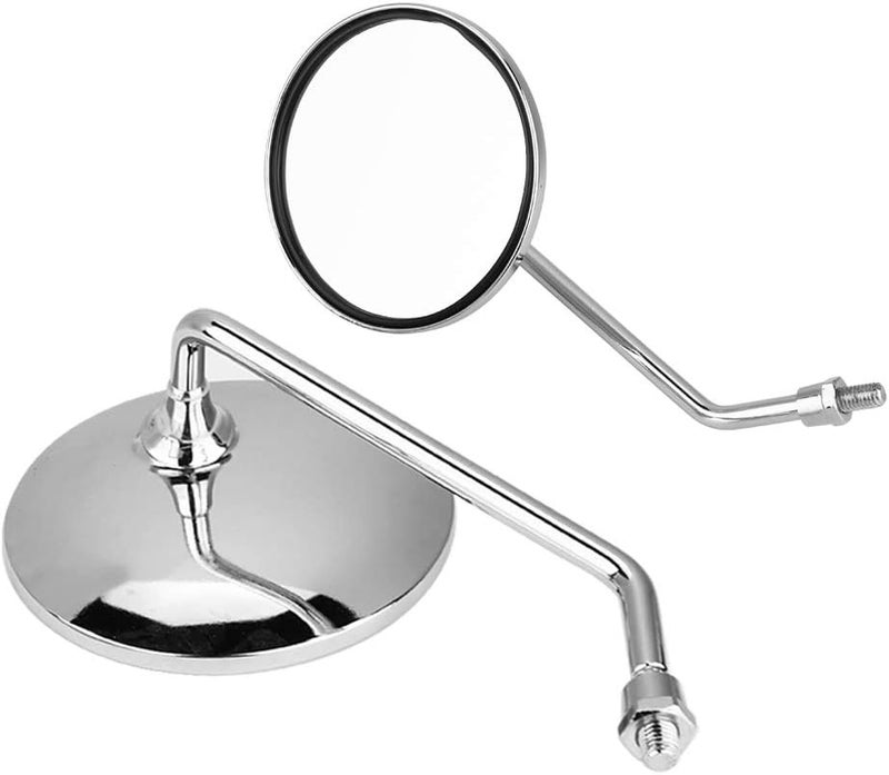أنجريك Motorcycle Mirror, 1 Pair 8mm Right and Left Side Motorcycle Rear View Mirror Round Motorcycle Rearview Mirrors Universal for Mobility Scooter Mirrors Chrome 8mm Mirror - Image 5
