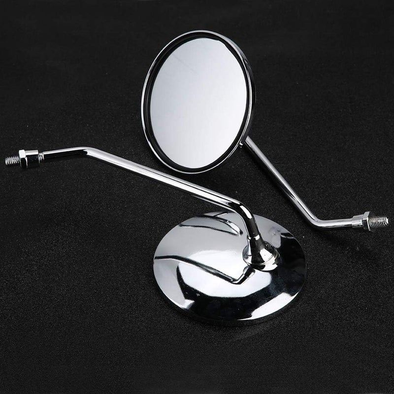 أنجريك Motorcycle Mirror, 1 Pair 8mm Right and Left Side Motorcycle Rear View Mirror Round Motorcycle Rearview Mirrors Universal for Mobility Scooter Mirrors Chrome 8mm Mirror - Image 1
