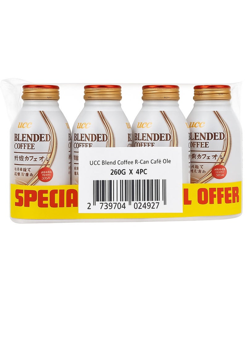 UCC Blended Coffee pack (4x260g) Cans | Balanced Energy with Reduced Acidity