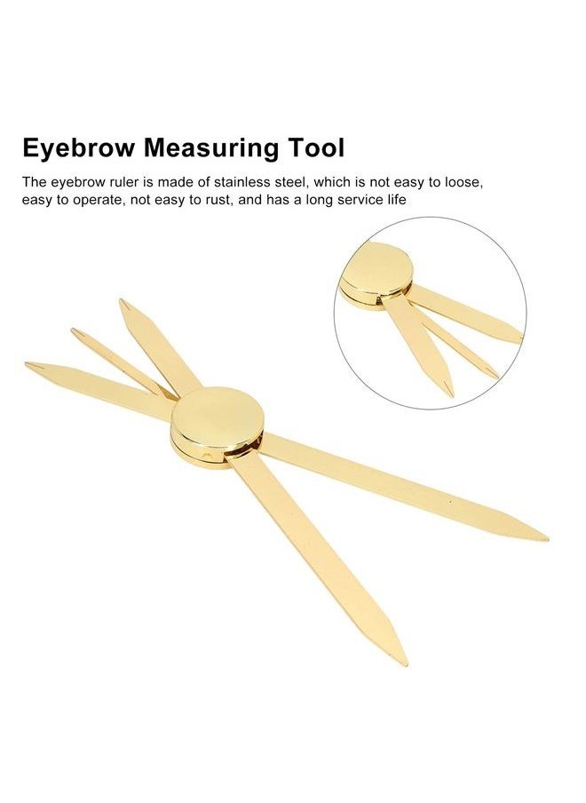 Adjustable Compass Eyebrow Ruler, Stainless Steel Eyebrow Positioning Makeup Measuring Tool (Gold)
