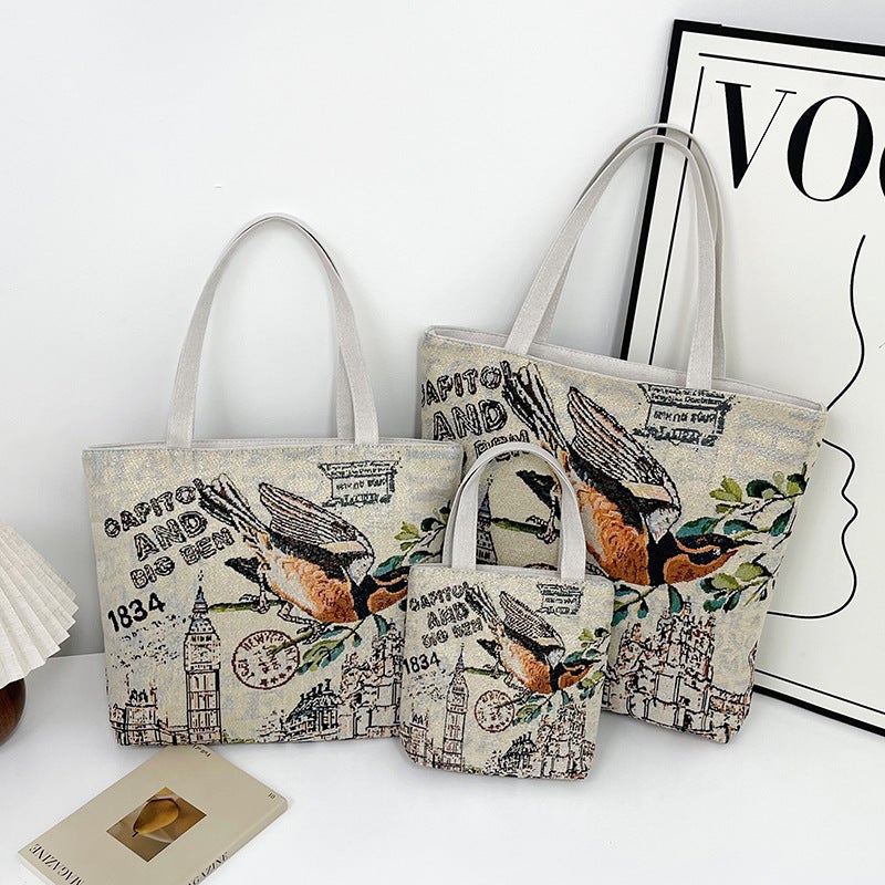 Canvas Bag New Tourist Attractions Embroidered Storage Bag Large Capacity Painting Bag Tote Bag Tote Bag - Image 5