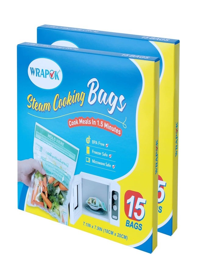 WRAPOK Steamer Bags 30 Pack Zip Steam Vegetable Cooking Bag for Potatoes Meat, 7.1 X 7.9 Inches - Image 1