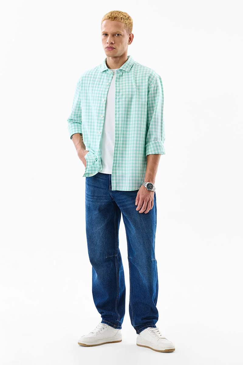 SNITCH Linen Blend Gingham Regular Fit Shirt