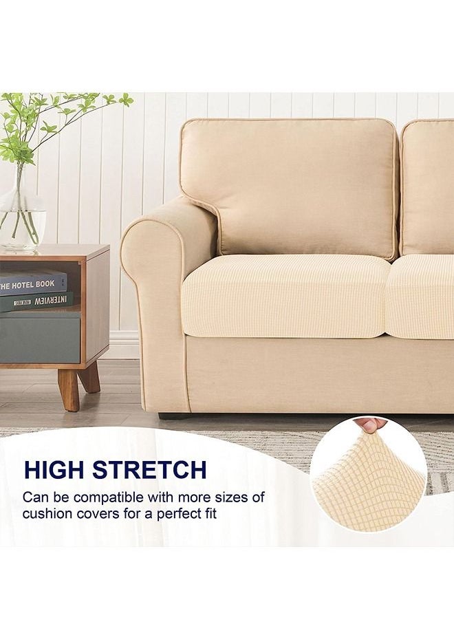 Arabest - 3-Piece Three Seater Elastic Stretch Seat Cover Split Sofa Cover Furniture Protector Slipcover Beige 153-210cm - Image 1