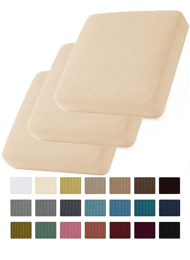 Arabest - 3-Piece Three Seater Elastic Stretch Seat Cover Split Sofa Cover Furniture Protector Slipcover Beige 153-210cm - Image 1