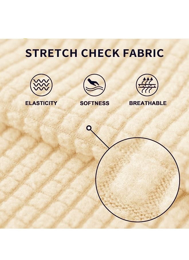 Arabest - 3-Piece Three Seater Elastic Stretch Seat Cover Split Sofa Cover Furniture Protector Slipcover Beige 153-210cm - Image 1