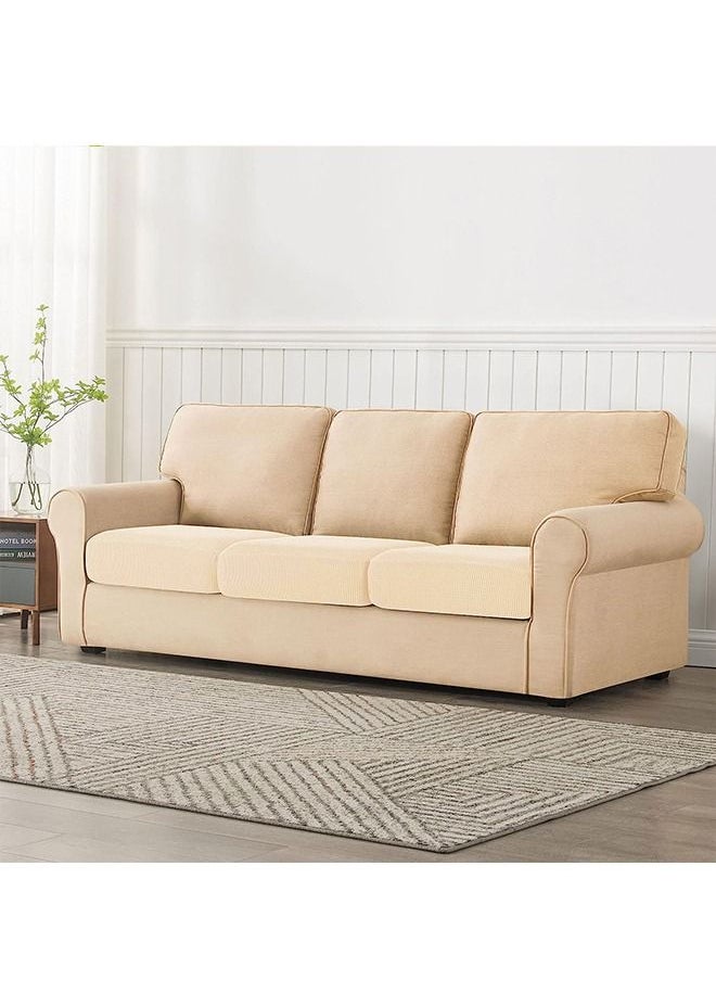 Arabest - 3-Piece Three Seater Elastic Stretch Seat Cover Split Sofa Cover Furniture Protector Slipcover Beige 153-210cm - Image 1