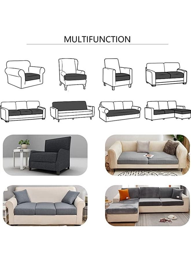Arabest - 3-Piece Three Seater Elastic Stretch Seat Cover Split Sofa Cover Furniture Protector Slipcover Beige 153-210cm - Image 1
