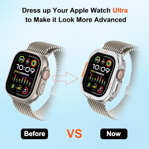 Suphart 2 in-1 Metal Cover Compatible with Apple Watch Ultra 3/2/1 Case 49mm, Rugged Bumper with Back Protector for iWatch Ultra 49mm, Silver - Image 4