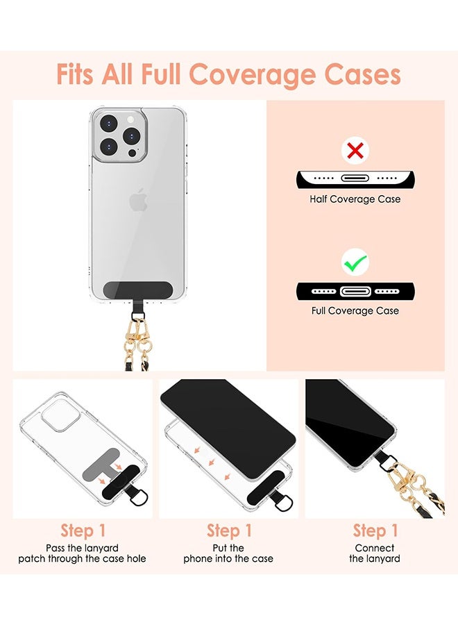 HY Universal Phone Lanyard, Adjustable Metal Cell Phone Chain Crossbody Strap Anti-Theft Detachable Women Cellphone Lanyards Around the Neck with Patches for iPhone, Most Smartphones (Black) - Image 5