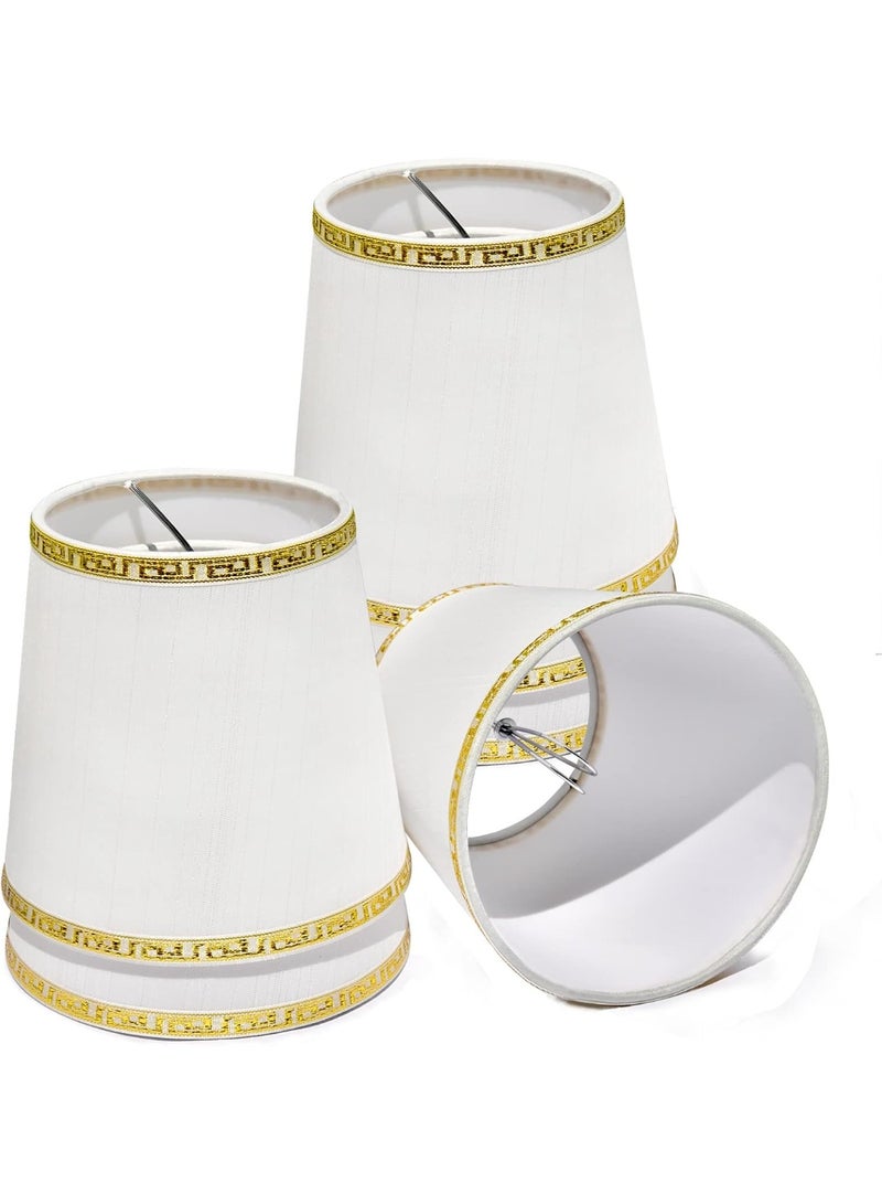 Cobest 6Pcs Chandelier Lamp Shades, Clip-On Metal Frame-Cloth Lampshade Small Pendant Lampshade for Modern European Style Droplight Wall Lamp Candle Crystal Chandelier, Decorate Home Hotel KTV (White) - Image 1