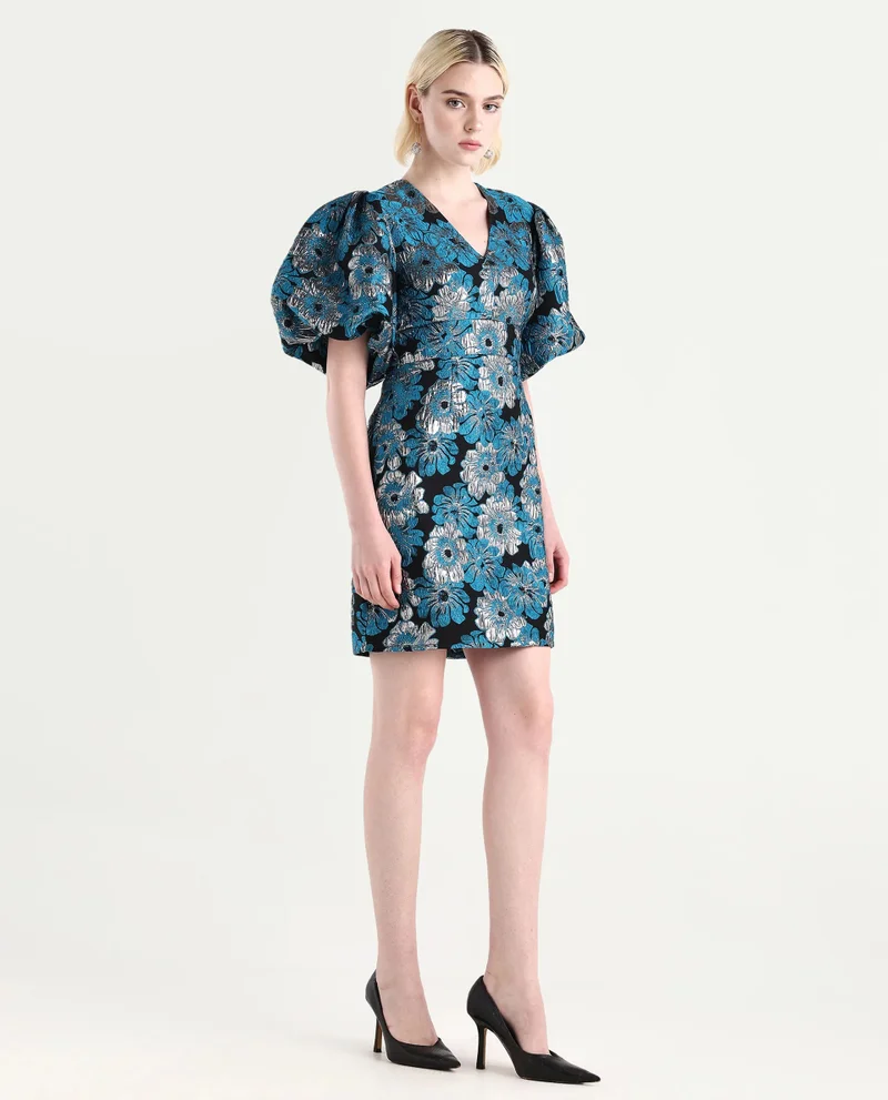 Rareism Women's Shimmer Jacquard Party Dress