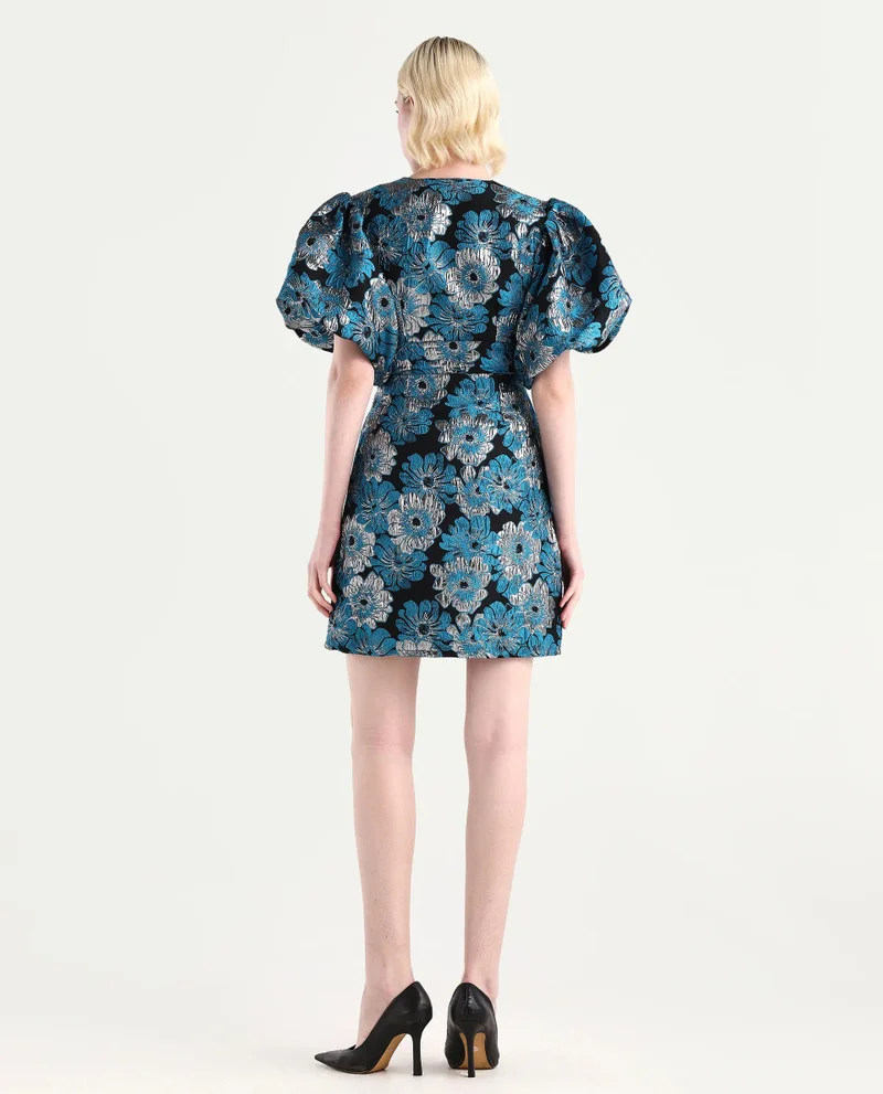 Rareism Women's Shimmer Jacquard Party Dress
