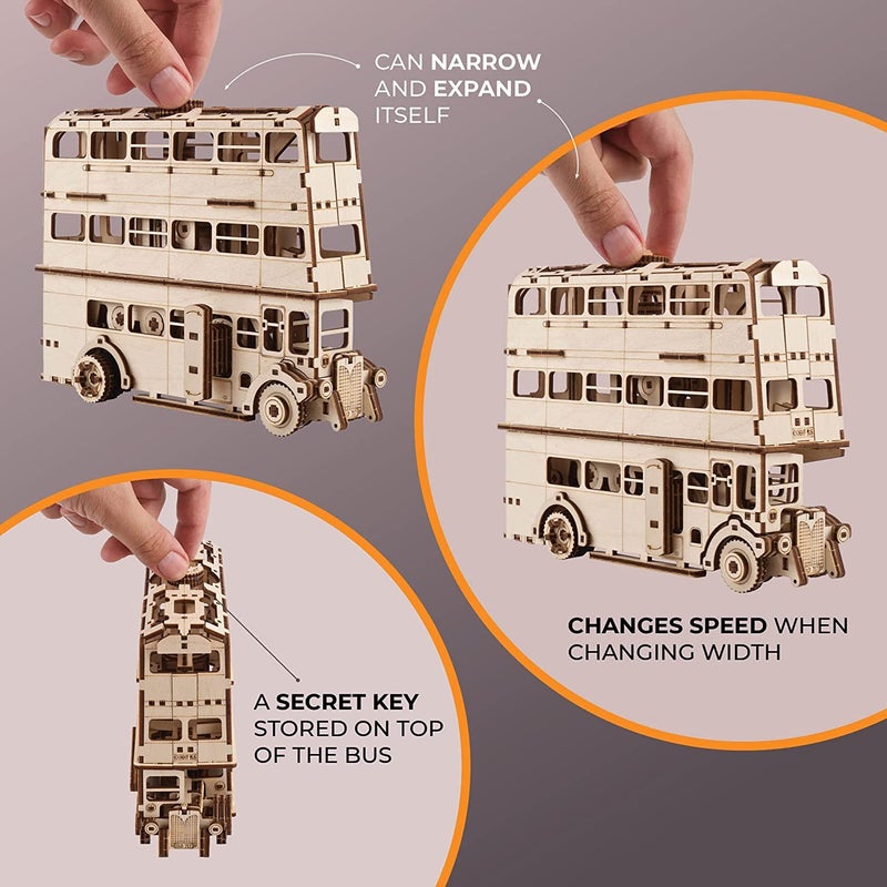 UGEARS Wooden 3D Puzzles for Adults - Harry Potter Knight Bus Wooden Model Building Kits with Spring-Powered Motor â€“ Mechanical Harry Potter Puzzle DIY Crafts for Adults 268 Pcs - Image 2