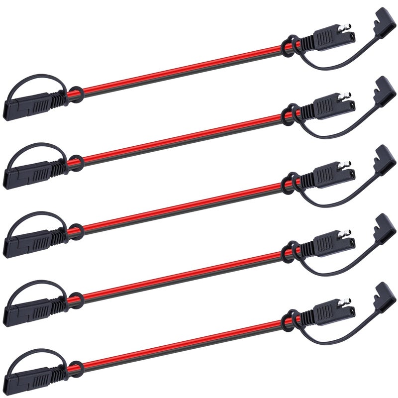 Sixzoo 5 PCS 12" 12 Gauge SAE Connector, 12v Quick Connect Plug, 2 Wire Quick Disconnect Wire Connectors, 2 Pin Quick Disconnect Audiopipe Polarized Wire Harness with Waterproof Caps - Image 1
