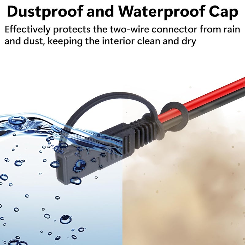 Sixzoo 5 PCS 12" 12 Gauge SAE Connector, 12v Quick Connect Plug, 2 Wire Quick Disconnect Wire Connectors, 2 Pin Quick Disconnect Audiopipe Polarized Wire Harness with Waterproof Caps - Image 5