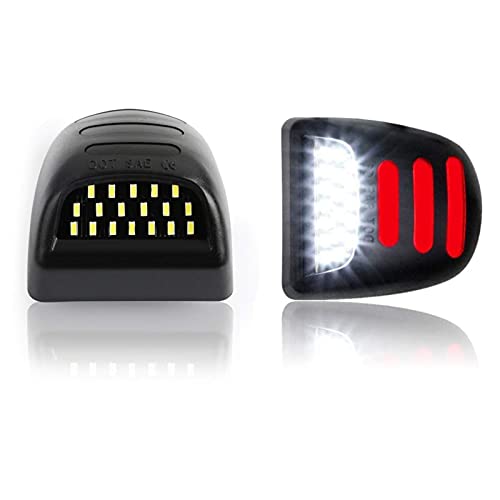 Bestview LED License Plate Lights Assembly w/Red OLED Neon Tube Compatible with Chevy Silverado GMC Sierra 1500 2500 3500 Suburban Tahoe Cadillac Escalade EXT, 6000K White 2-Pieces - Image 1