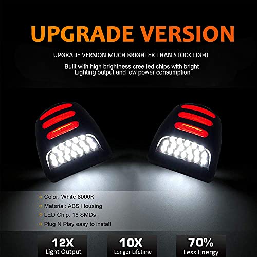 Bestview LED License Plate Lights Assembly w/Red OLED Neon Tube Compatible with Chevy Silverado GMC Sierra 1500 2500 3500 Suburban Tahoe Cadillac Escalade EXT, 6000K White 2-Pieces - Image 2